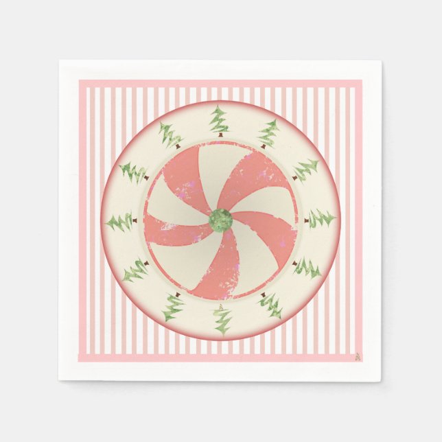 Serviettes En Papier Pin et menthe poivrée (Devant)