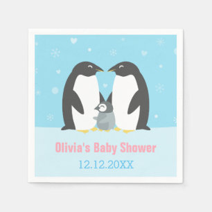 Serviettes En Papier Pingouin d'hiver Famille Papier Baby shower Napkin