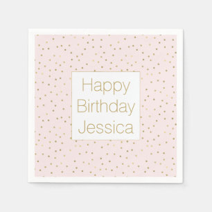 Serviettes En Papier Pink Blush Gold Sparkle Confetti Anniversaire