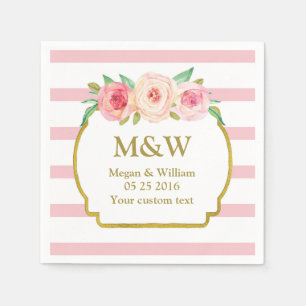 Serviettes En Papier Pink Stripes or rose Mariage