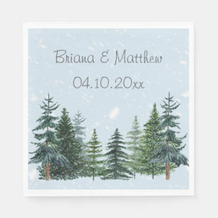 Serviettes En Papier Pins d'hiver À feuillage persistant rustiques