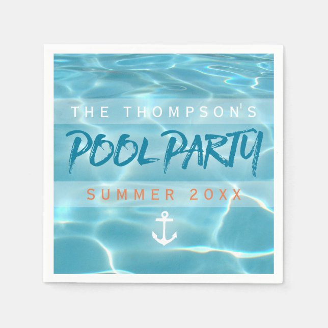 Serviettes En Papier Piscine fête été Nautique personnalisée (Devant)
