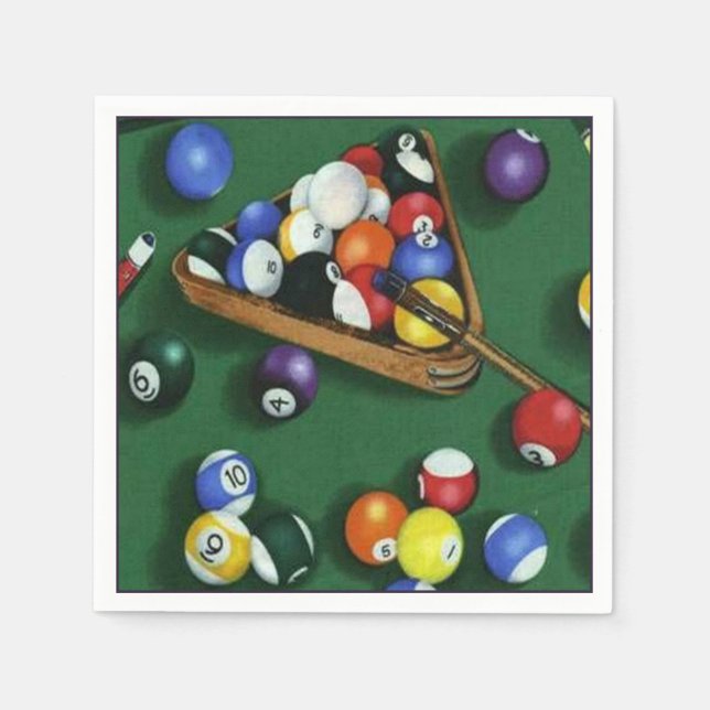 Serviettes En Papier Piscine Pause Billard Thème Napkins (Devant)