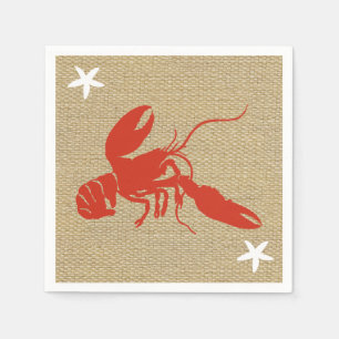Serviettes En Papier Plage nautique Homard & Starfish Faux Burlap