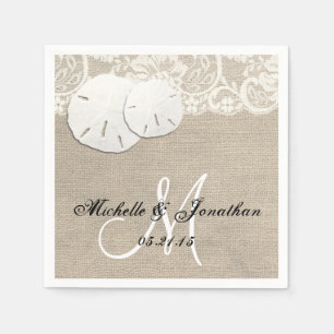 Serviettes En Papier Plage Rustique Burlap Mariage dentelle Napkin