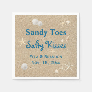 Serviettes En Papier Plage Sandy Toes Salty Baisers Mariage Napkin
