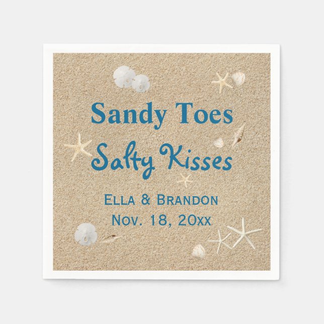 Serviettes En Papier Plage Sandy Toes Salty Baisers Mariage Napkin (Devant)