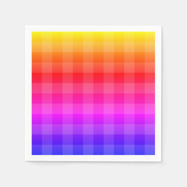 Serviettes En Papier Plaid bleu rose violet rouge orange jaune (Devant)