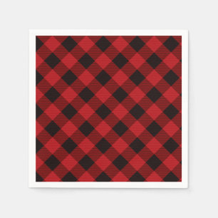 Serviettes En Papier Plaid rouge de buffle classique rustique