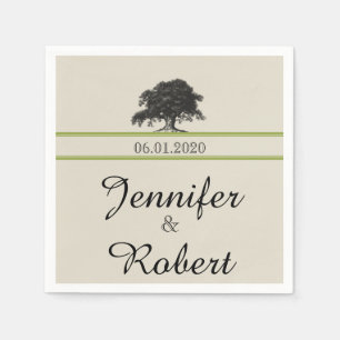 Serviettes En Papier Plantation de chêne en Mariage vert Napkin