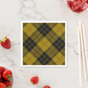 Serviettes En Papier Plaque noire jaune tartan MacLeod