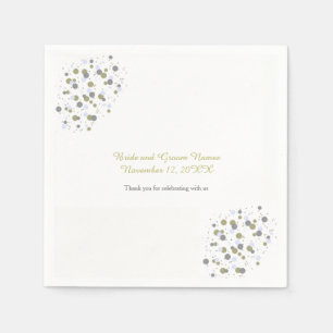 Serviettes En Papier Points Confetti Bleus D'Or