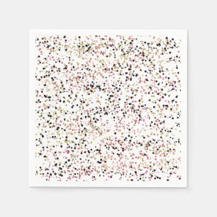 Serviettes En Papier Points Confetti Noir Rose Or Glitzy Anniversaire