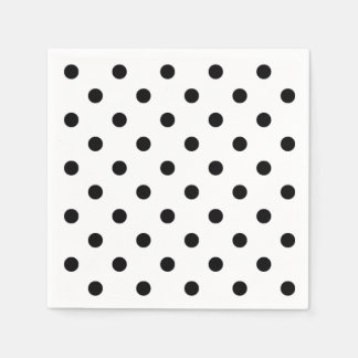 Serviettes En Papier Points de polka | points rétro noir et blanc