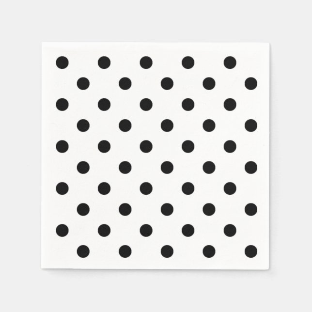 Serviettes En Papier Points de polka | points rétro noir et blanc (Devant)