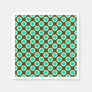 Serviettes En Papier Points tournés vers l'arrière, brun et turquoise