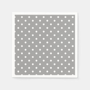 Serviettes En Papier Pois gris et blanc point glamour moderne