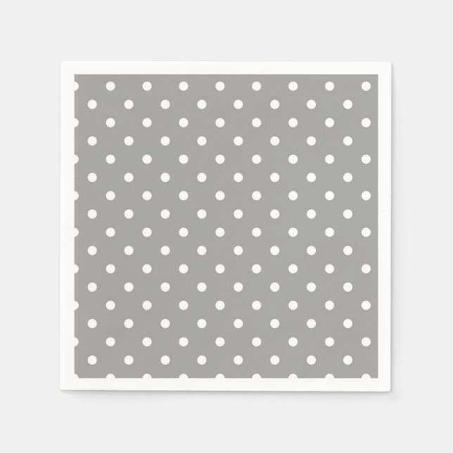 Serviettes En Papier Pois gris et blanc point glamour moderne (Devant)
