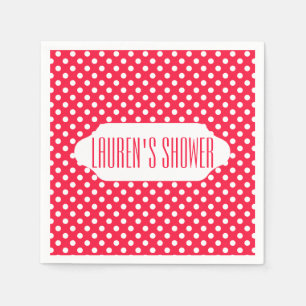 Serviettes en papier pois rouge et blanc