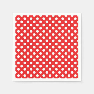 Serviettes En Papier Pois rouge et blanc fête d'anniversaire