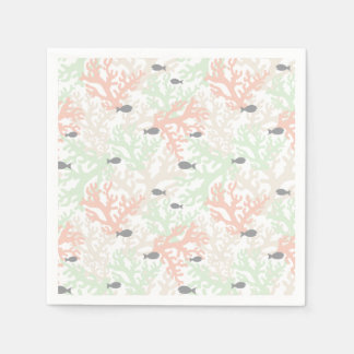 Serviettes En Papier Poisson et corail Pastel Papier serviettes