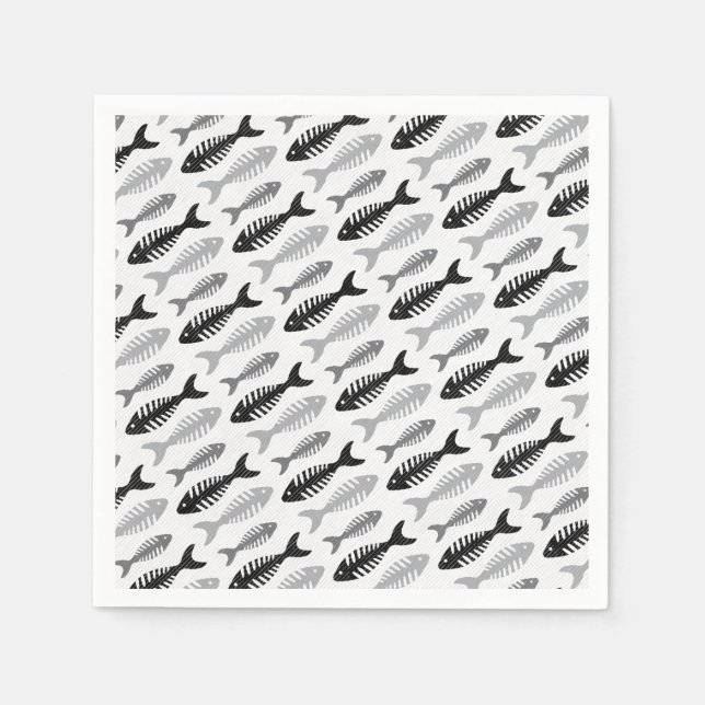 Serviettes En Papier Poisson Soupe Retro Motif (Devant)