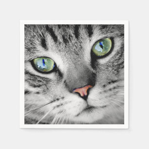 Serviettes En Papier Portrait aux yeux verts mignon de chat