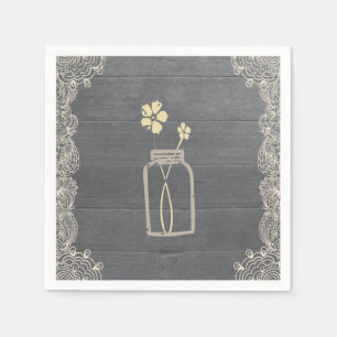 Serviettes En Papier Pot de maçon rustique et serviettes de papier de