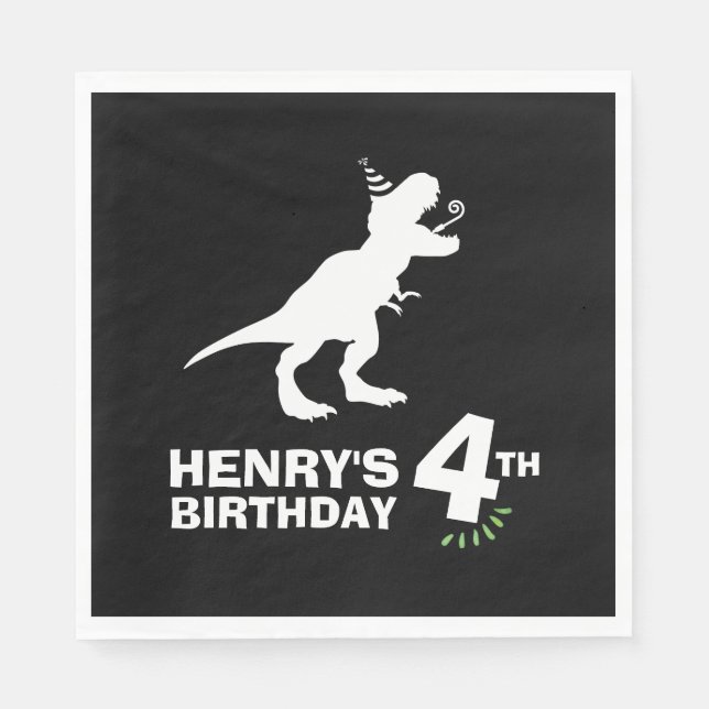 Serviettes en papier pour anniversaire de dinosaur (Devant)