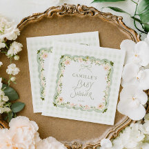 Serviettes en papier pour baby shower à carreaux v