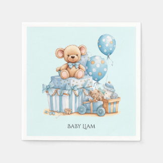 Serviettes en papier pour Baby Shower Ourson Bleu 