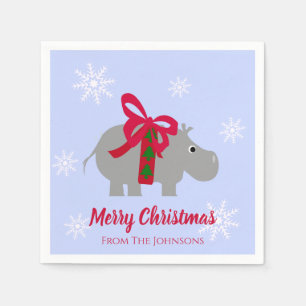 Serviettes en papier pour cocktail de Noël Hippopo
