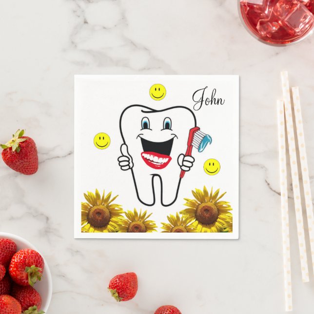 Serviettes en papier pour dentiste de tournesol (En situation)