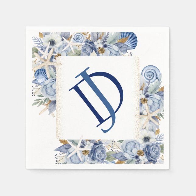 Serviettes en papier pour douche de mariée côtière (Devant)