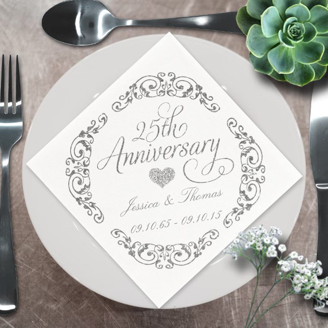 Serviettes en papier pour les 25 ans de mariage ar (Créateur téléchargé)