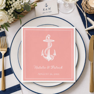Serviettes en papier pour mariage avec ancre nauti