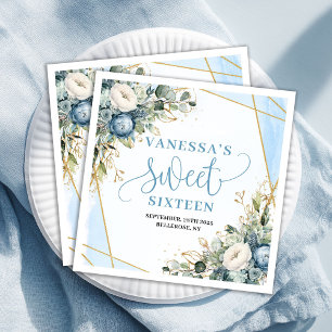 Serviettes en papier pour Sweet 16 avec cadre doré