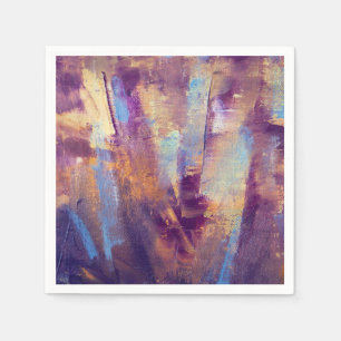 Serviettes En Papier Pourpre et peinture à l'huile abstraite d'or