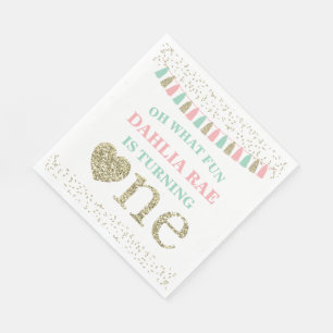 Serviettes En Papier Première Fille Anniversaire de fête Napkins Monnai