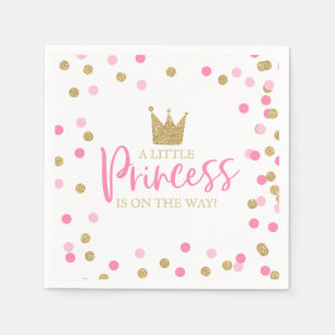 Serviettes En Papier Princess Baby shower Party Napkin rose et or