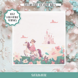 Serviettes en papier Princesse chevauchant une lic