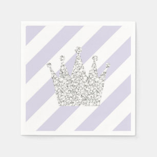 Serviettes En Papier Princesse pourpre et argentée Crown Napkins