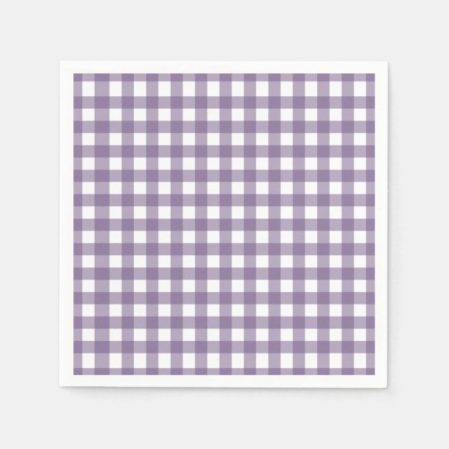 Serviettes En Papier Purple et blanc En vichy Motif (Devant)