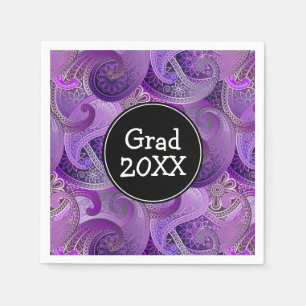 Serviettes En Papier Purple Paisley Motif