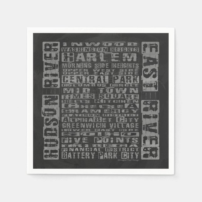 Serviettes En Papier Quartiers de New York en gris (Devant)