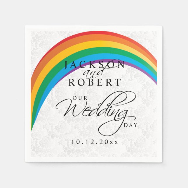 Serviettes En Papier Rainbow Gay - Notre jour de mariage (Devant)