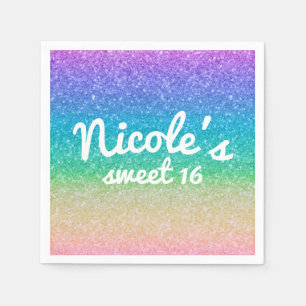Serviettes En Papier Rainbow Parties scintillant Sparkle Glam fête d'an