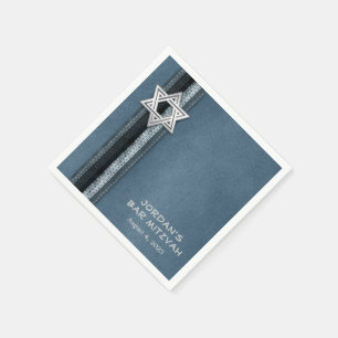 Serviettes En Papier Rayures bleues de Mitzvah de barre