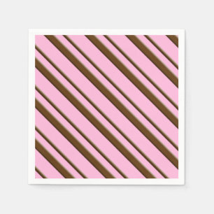 Serviettes En Papier Rayures de sucrerie, rose et brun chocolat