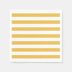 Serviettes En Papier Rayures horizontales larges jaunes et blanches à